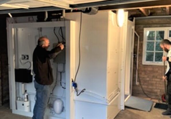Photo of WashPod installed in a garage