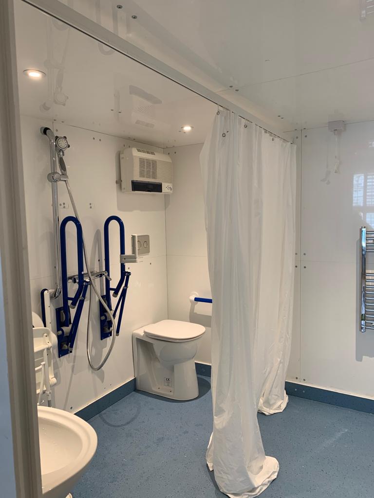 A photo of a WashPod temporary disabled wetroom
