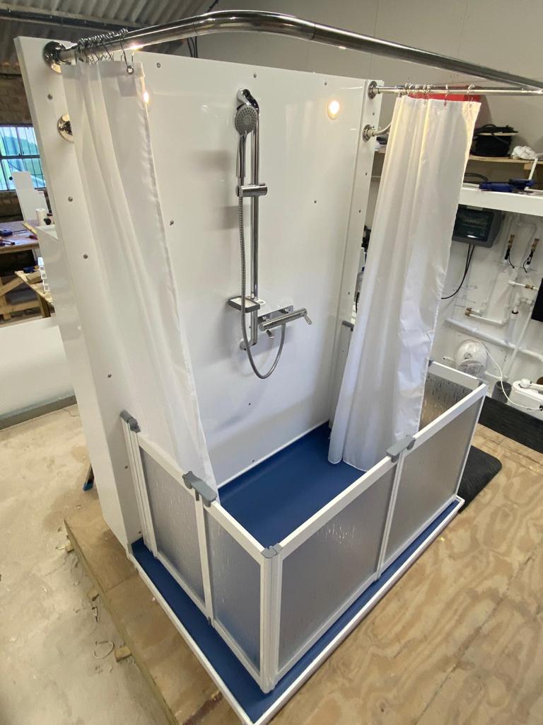 Photo of the Compact WashPod temporary disabled wetroom