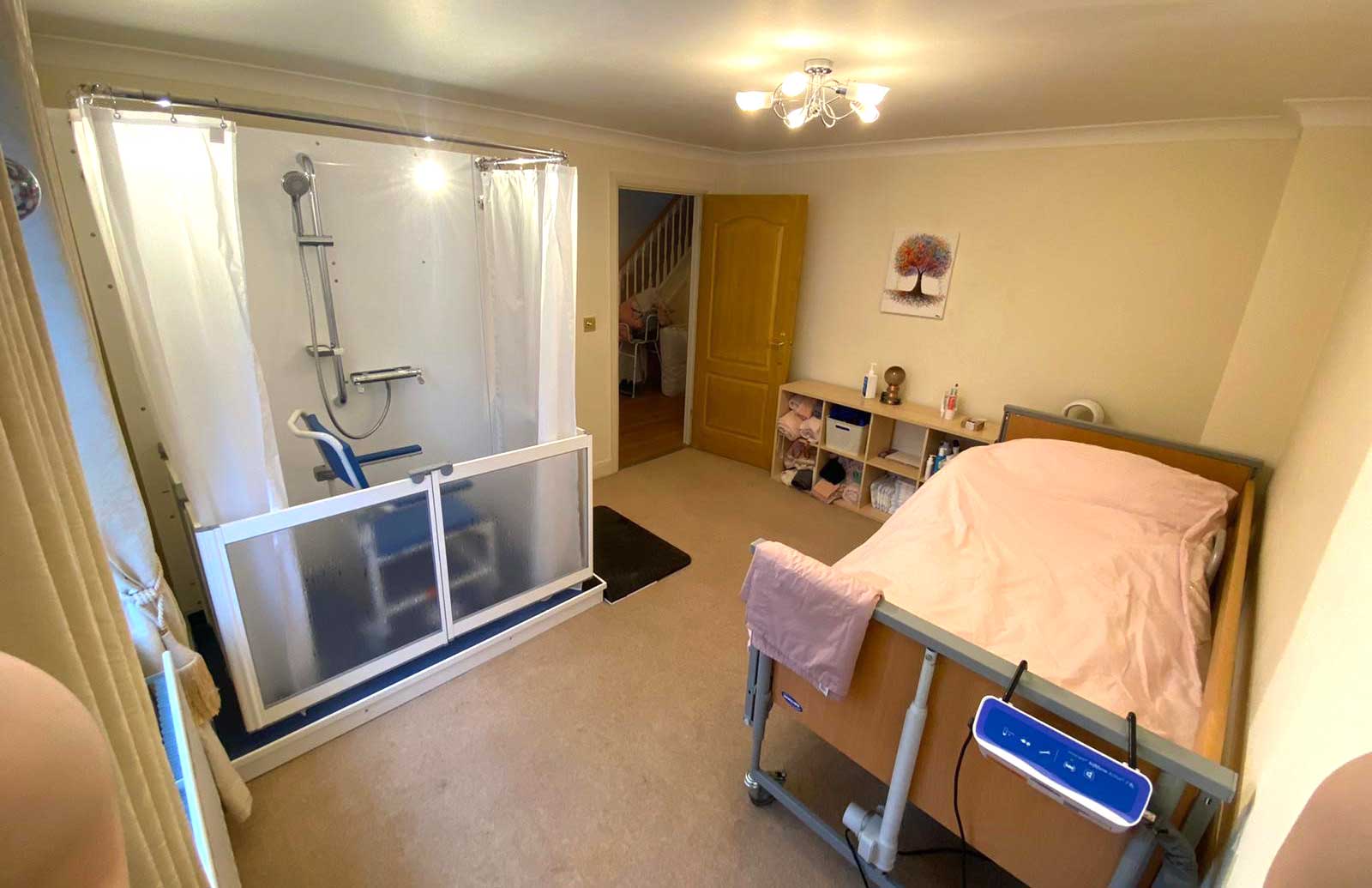 Micro WashPod in a bedroom