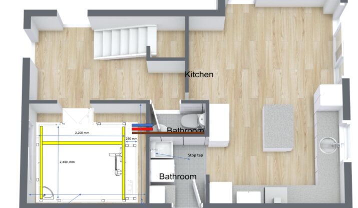 A photo showing how WashPod is incorporated into Roomsketcher modelling
