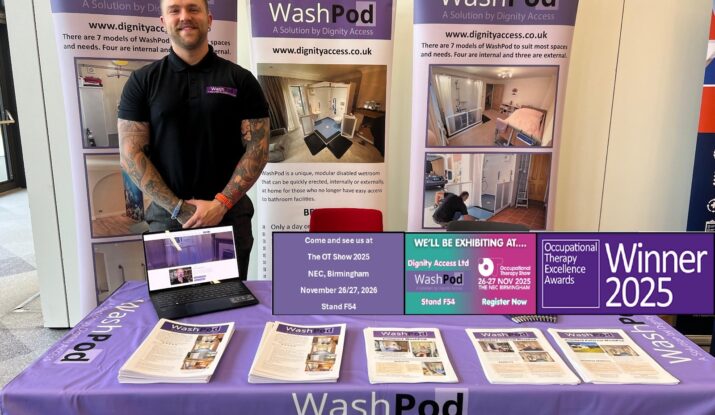 National Sales Manager, Elliot Sayers, on the Dignity Access stand at the CFG Law conference on Life After Amputation