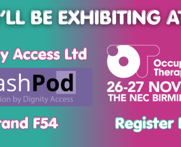 The OT Show 2025 logo and WashPod stand reference